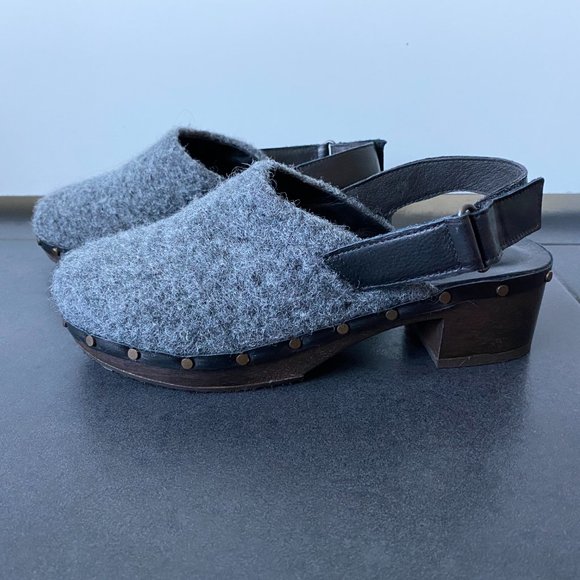 Argilla Women's Shoes Clogs Wool Grey Open Heel - Picture 4 of 12